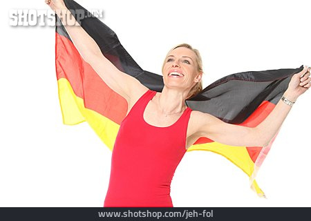 
                Frau, Deutschland, Fan, Deutschlandfahne, Deutsch                   