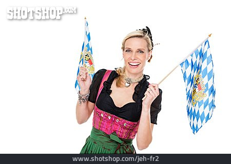 
                Frau, Bayern, Jubeln, Landesflagge                   