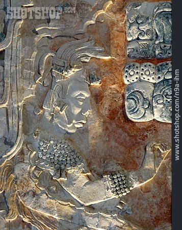 
                Skulptur, Maya, Tempel Der Inschriften                   