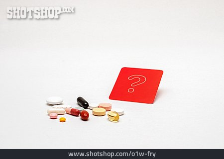 
                Tablette, Pille, Arzneimittel, Fragezeichen                   