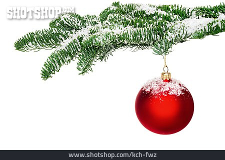 
                Weihnachten, Tannenzweig, Christbaumkugel                   