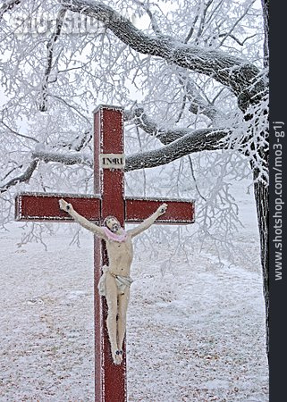 
                Verschneit, Jesus, Kruzifix                   