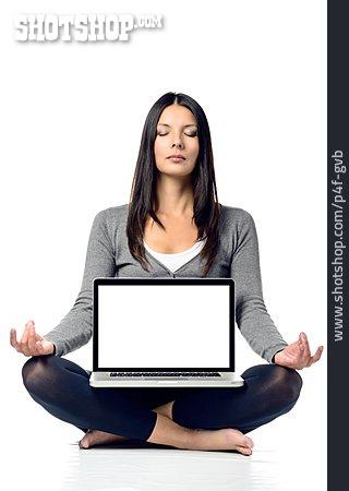 
                Textfreiraum, Frau, Laptop, Yoga                   
