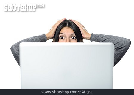 
                Frau, Laptop, Büroangestellte, Bestürzt                   