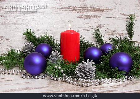 
                Kerze, Christbaumkugel, Weihnachtsdekoration                   