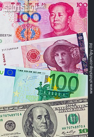 
                Euro, Geldscheine, Dollar, Renminbi                   