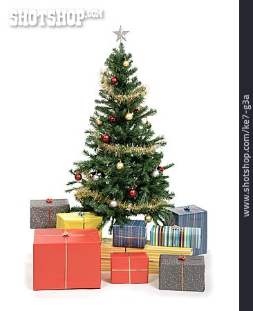 
                Bescherung, Geschenke, Weihnachtsbaum                   
