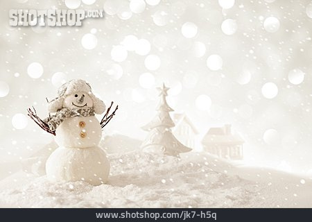 
                Weihnachtsdekoration, Schneelandschaft, Schneemann                   