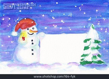 
                Weihnachtsbaum, Schneemann, Grußkarte                   