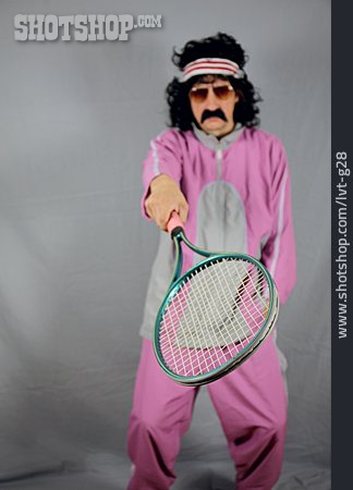 
                Retro, 70er Jahre, Tennisschläger, Tennisspieler                   