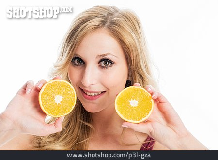 
                Frau, Vitamin C, Zitrone                   