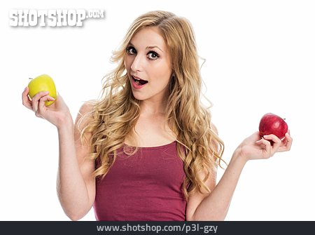 
                Frau, Gesunde Ernährung, Apfel                   