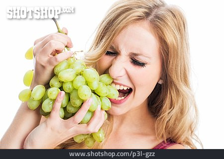 
                Frau, Ernährung, Weintrauben                   