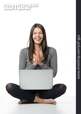 
                Frau, Laptop, Yoga                   