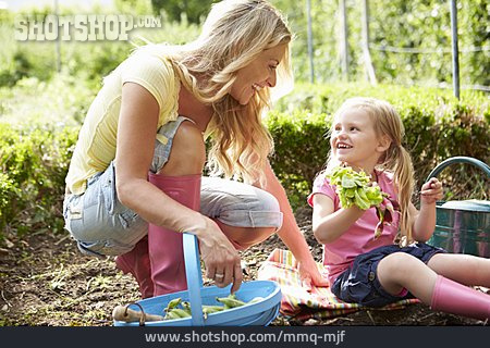 
                Mutter, Gartenarbeit, Tochter, Gärtnern, Hobbygärtnerin                   