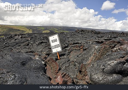 
                Hinweisschild, Hawaiʻi-volcanoes-nationalpark, Road Closed                   