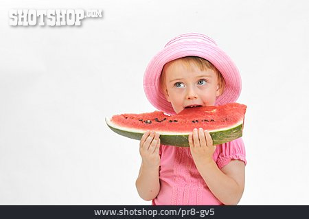 
                Mädchen, Essen, Melone                   
