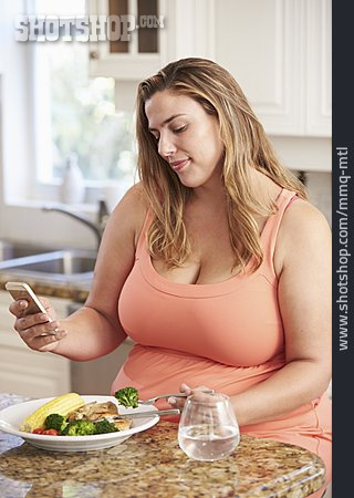 
                Junge Frau, Diät, Diätplan, App                   