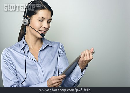
                Frau, Mobile Kommunikation, Headset, Kundenservice                   