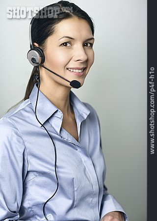 
                Frau, Telefonieren, Headset, Kundenservice                   