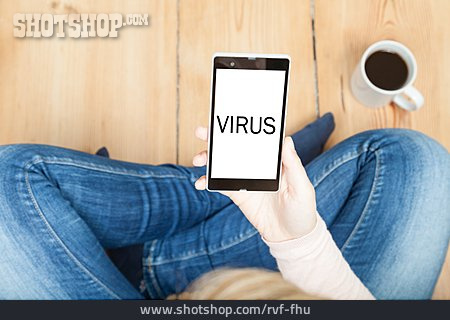 
                Warnung, Computervirus, Smartphone                   