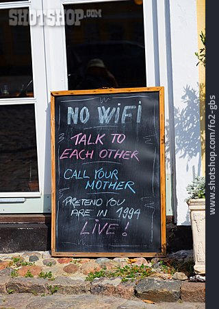 
                Café, Schild, Offline, No Wifi                   