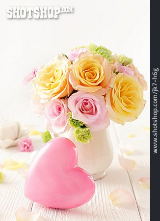 
                Herz, Blumenstrauß, Muttertag, Blumenvase                   
