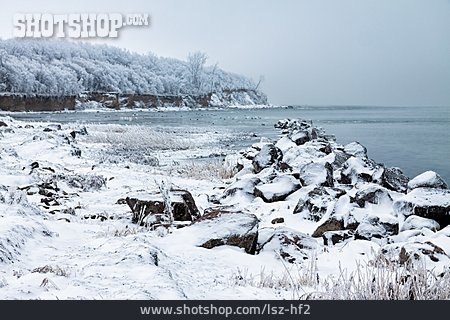 
                Schnee, Ostseeküste, Timmendorf                   
