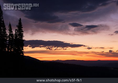 
                Silhouette, Abendstimmung, Yellowstone-nationalpark                   