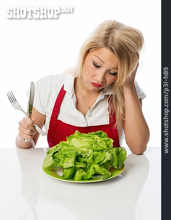 
                Junge Frau, Gesunde Ernährung, Diät, Frustriert                   