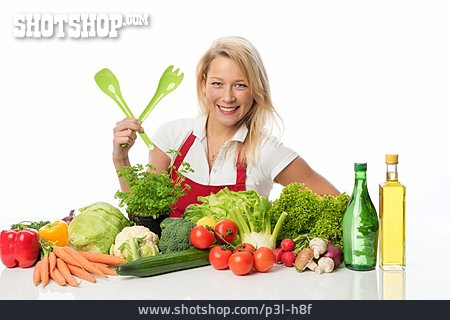 
                Junge Frau, Lebensmittel, Gemüse, Hausfrau                   