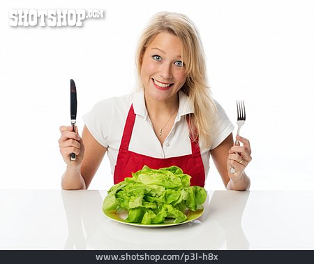 
                Junge Frau, Frau, Salat, Diät                   