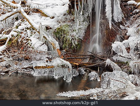 
                Wasserfall, Winter, Thüringen, Bergbach                   
