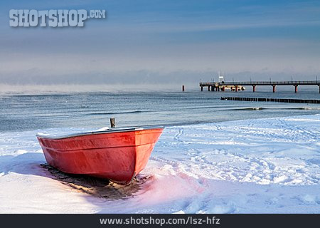 
                Strand, Winter, Fischerboot, Ostseeküste                   