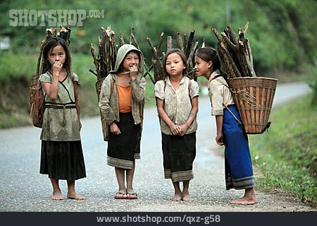
                Kinder, Einwohner, Laos                   