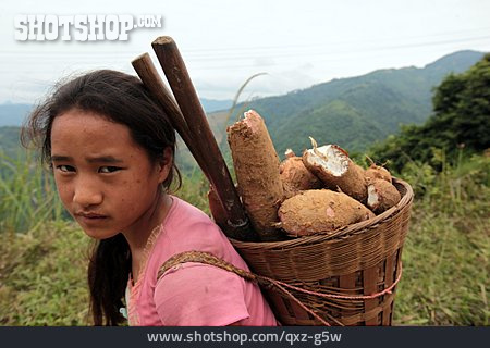 
                Mädchen, Ländlich, Einwohner, Laos                   