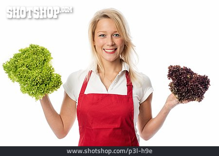 
                Young Woman, Salad, Housewife, Cook                   