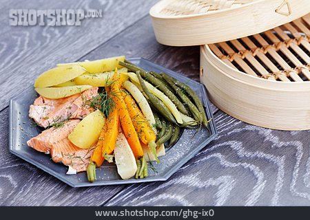 
                Asiatische Küche, Fischgericht, Mittagessen                   
