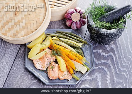 
                Asiatische Küche, Fischgericht, Gedünstet                   