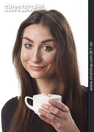 
                Frau, Cappuccino, Kaffeetrinken                   