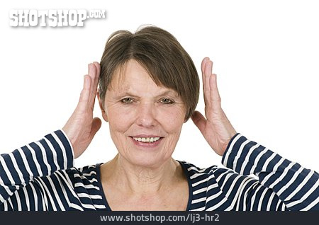 
                Seniorin, Laut, Ohren Zuhalten, Gehör                   