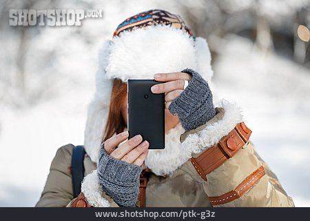 
                Winter, Fotografieren, Smartphone                   