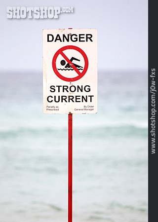
                Warnschild, Englisch, Schwimmverbot                   