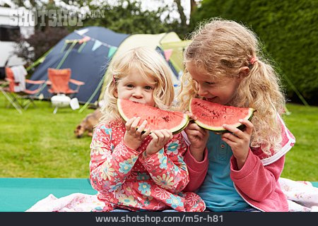
                Girl, Watermelon, Camping                   