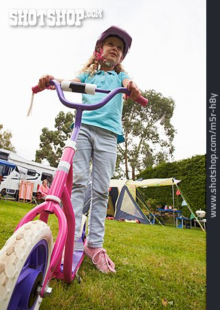 
                Girl, Bicycle, Campground                   