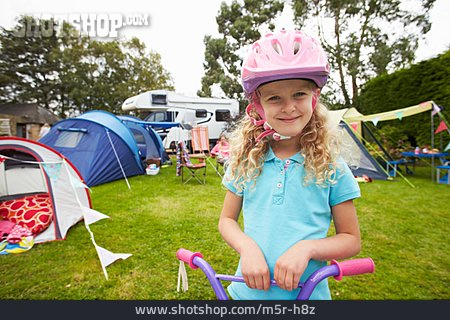 
                Mädchen, Fahrrad, Campingplatz                   