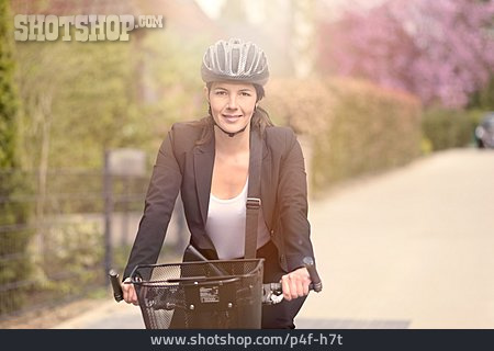 
                Geschäftsfrau, Sportlich, Radfahren                   