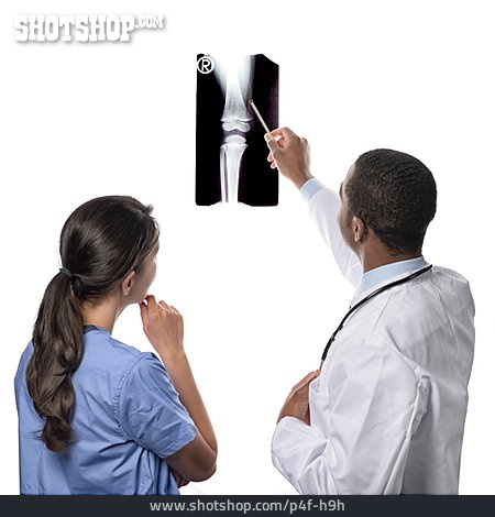 
                Arzt, Krankenschwester, Besprechung, Röntgenaufnahme                   