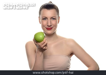 
                Junge Frau, Gesunde Ernährung, Apfel                   