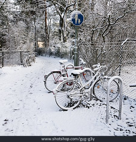 
                Winter, Fahrrad, Fahrradständer                   
